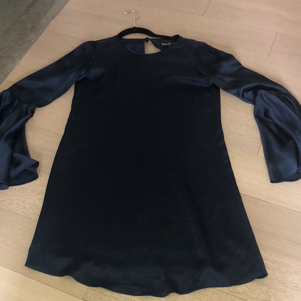 Elizabeth & James navy silk long sleeve dress